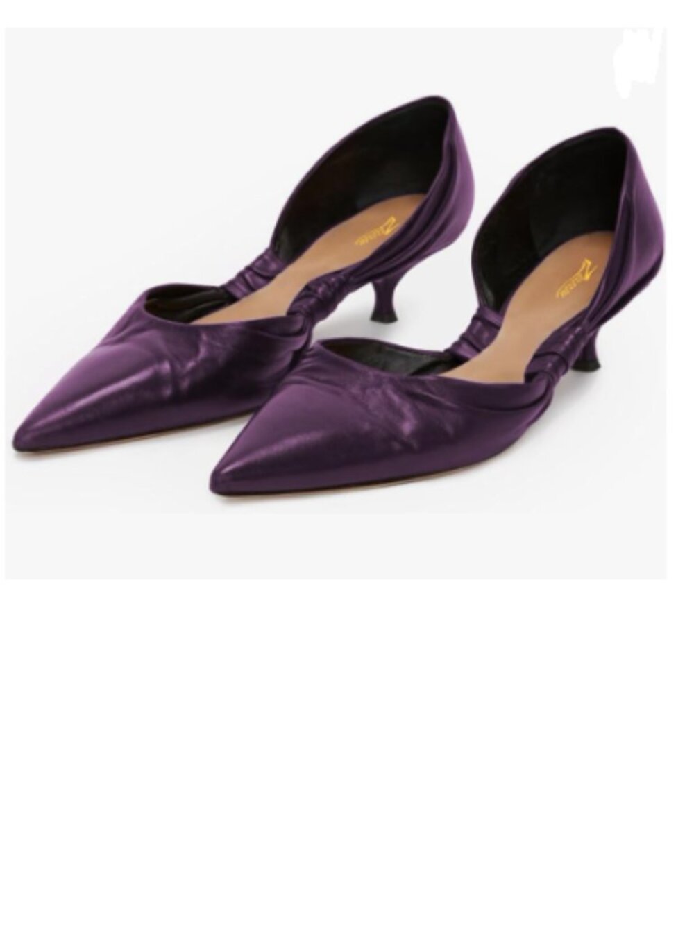 Zszszsu Purple Pointed Toe D'Orsay Pumps Low Kitten Heels Slip On Dress Shoes